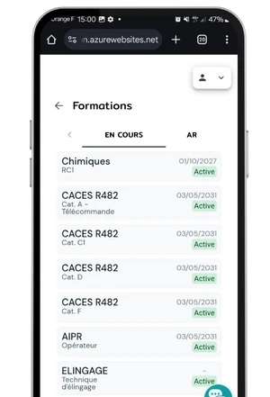 Capture d'écran de l'application Bunqr dans un mobile